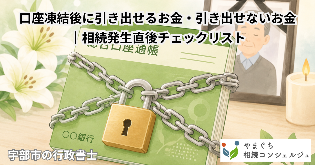 口座凍結後に引き出せるお金・引き出せないお金｜相続発生直後チェックリスト